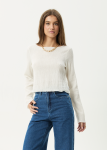 AFENDS Womens Focus - Seersucker Long Sleeve Top - Off White